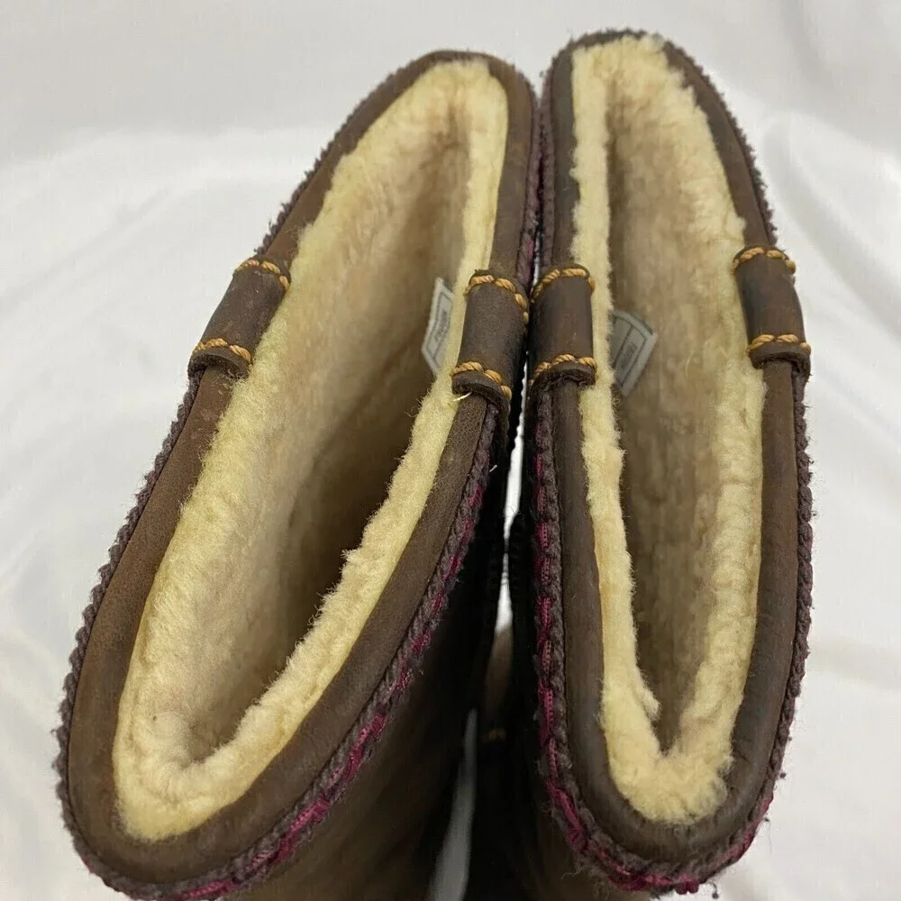 UGG 5139 Women’s Brown Leather Sheepskin Lined Winter Boots Brown Size US 6